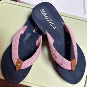 57. Nautica Pink and Black Sandals with Classic Design